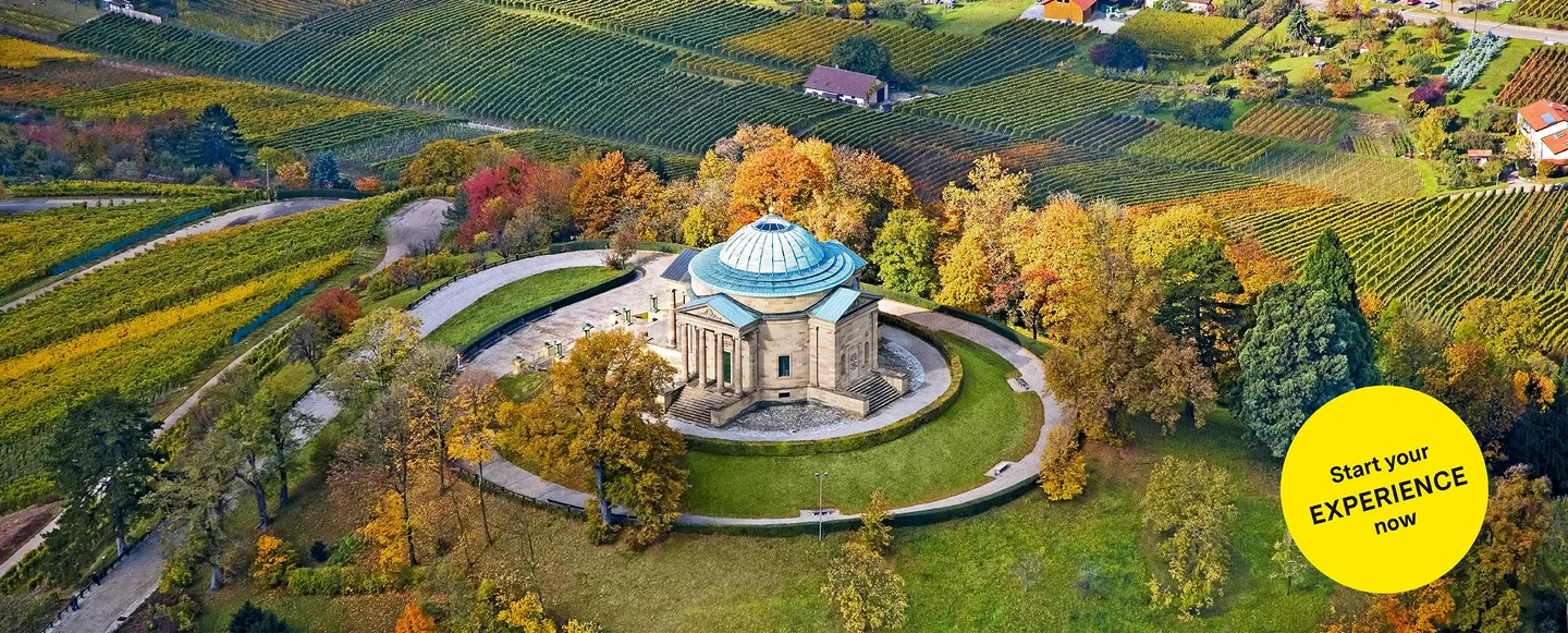 The Sepulchral Chapel on Württemberg Hill, aerial view