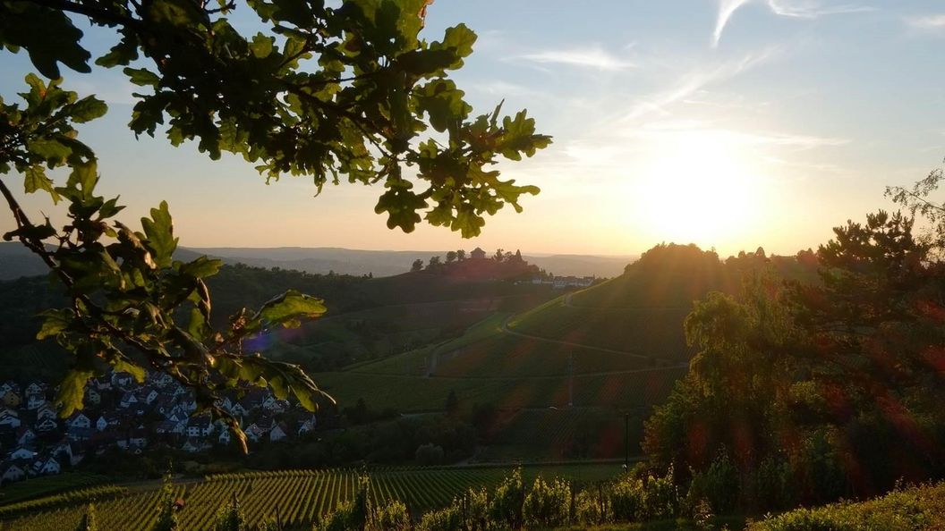 Grabkapelle auf dem Württemberg, Sonnenuntergang